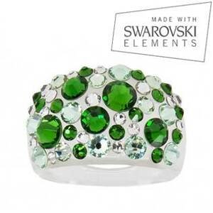 AKTUAL, s.r.o. Prsten s krystaly Crystals from Swarovski®, Green - velikost 59 - LV2011-59