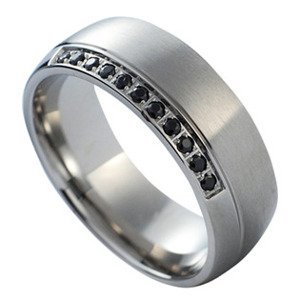 NUBIS® NSS1005-Zr-K Dámský snubní prsten s černými zirkony - velikost 48 - NSS1005-Zr-K-48