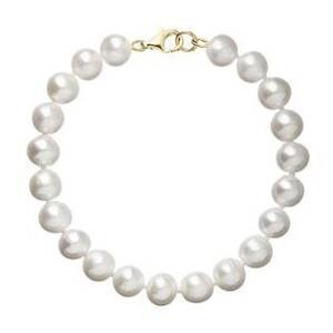 EVOLUTION GROUP CZ Perlový náramek bílý z pravých říčních perel se zlatým 14 karátovým zapínáním 923003.1 - 923003.1
