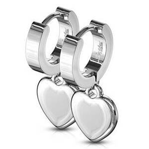 Šperky4U Ocelové náušnice - kroužky se srdíčky - OPN1549-ST