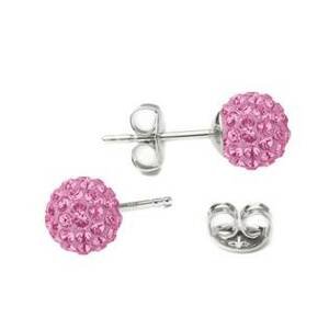 NUBIS® Stříbrné náušnice kuličky Crystals from Swarovski® Pink - SWAG06-P