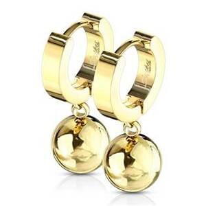 Šperky4U Zlacené ocelové náušnice - kroužky s kuličkami - OPN1547-GD