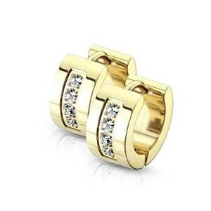 Šperky4U Zlacené ocelové náušnice se zirkony - OPN1553-GD