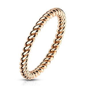 Šperky4U Zlacený ocelový prsten kroucený - velikost 57 - OPR1757RD-57