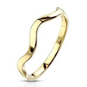 Šperky4U Zlacený ocelový prsten vlnka - velikost 55 - OPR1758GD-55