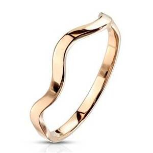 Šperky4U Zlacený ocelový prsten vlnka - velikost 55 - OPR1758RD-55