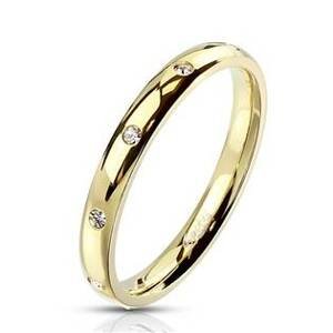 Šperky4U Zlacený celový prsten se zirkony - velikost 49 - OPR1759GD-49
