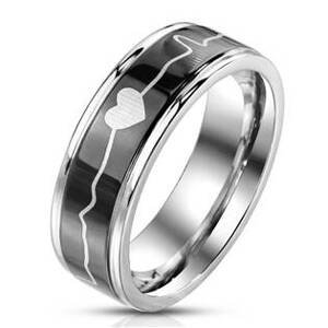Šperky4U Ocelový prsten Heartbeat - velikost 65 - OPR1760-65