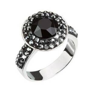 EVOLUTION GROUP CZ Stříbrný prsten s kameny Crystals from Swarovski® Black Jet - velikost 56 - 35019.5
