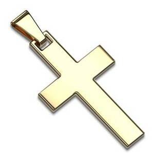 Šperky4U Zlatý ocelový přívěšek - kříž - OPP1653-GD