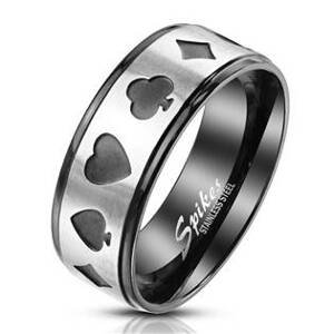 Šperky4U Ocelový prsten karetní motivy - velikost 62 - OPR1763-62