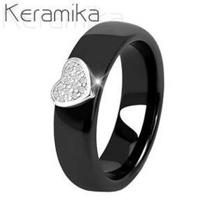 NUBIS® Keramický prsten černý, šíře 6 mm, vel. 52 - velikost 52 - KM1009-6-52