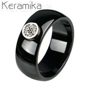 NUBIS® Keramický prsten černý, šíře 8 mm, vel. 52 - velikost 52 - KM1004-8-52
