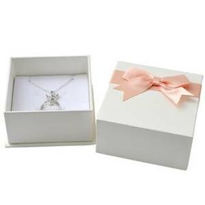 Šperky4U Dárková krabička na soupravu, bílá s růžovou mašlí - KR0313-PK